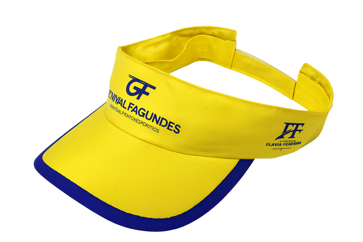 CB 504 - Viseira Personalizada Promocional, Confeccionada em Microfibra, Aba Com Debrum, Serigrafia Frente e Laterais, Regulador de Velcro.
